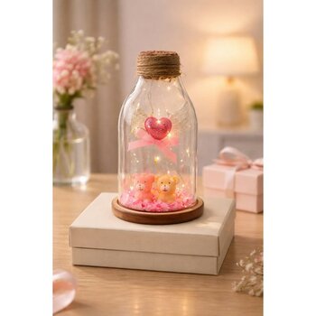 Işıklı Kanatlı Kalp & Romantik Figürler Romantik Fanus Gece Lambası Hediyelik