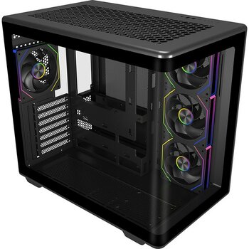 Cooler Master Elite 600 Curve TG Siyah 850W 80+ Gold Gen5 ARGB 4x12 Fan, Back-Connect destekli MidTower Kasa (E600-KGNN85-S01) - 850 W