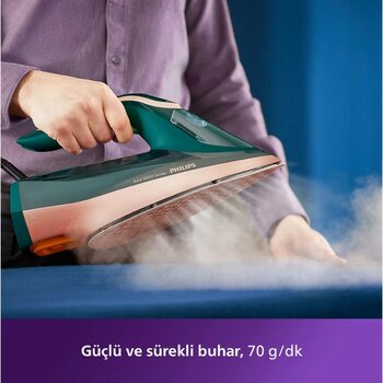 Philips Azur 8000 Serisi Optimaltemp 3000W Akıllı Isı Ayarı 240GR Şok Buharlı Ütü Opal Yeşili +Tüy&hav Temizleyici - Açık Yeşil