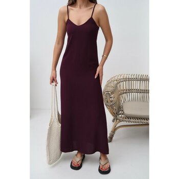 Kadın Hazel Bordo Ip Askılı Ayrobin Maxi Yazlık Elbise - M