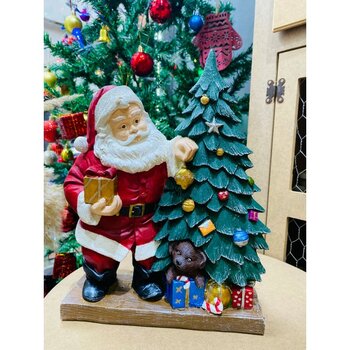 Empressco Renkli Noel Baba Figürü, Polyester Biblo, Yeni Yıl ve Yılbaşı Süsü - Altın - Turkuaz - Seçenek 1