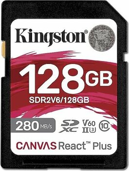 Kingston Canvas React Plus SDR2V6/128GB Class 10 UHS-II U3 V60 128 GB Hafıza Kartı