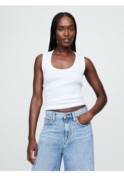 GapKadın Beyaz Fitilli Halter Yaka Atlet