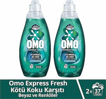 Omo Express Fresh Kötü Koku Karşıtı Beyazlar ve Renkliler için Sıvı Deterjan 1.48 lt 2'li