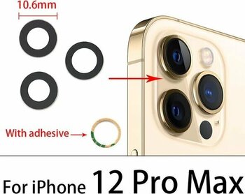 İphone 12 Pro Max Arka Kamera Camı Lens Yapışkanlı
