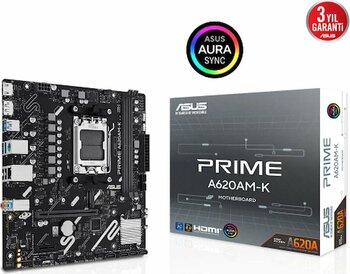 Asus Prime A620am-K, 2xddr5, 1x M.2, Dp, Hdmi, Am5 Soket Anakart