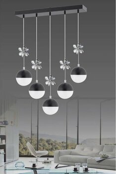 İstanbul Avize Istanbul Avize Kelebek 5'li Yemek Masası Siyah Modern Ledli Avize Siyah