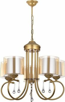 Polat Aydınlatma Mihrimah 5 Li Lüx Çift Camlı Avize (Gold)