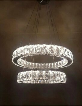 TREND Ghome Modern Gümüş Sarkıt Kristal Taşlı Üç Renk Led Ikili Avize