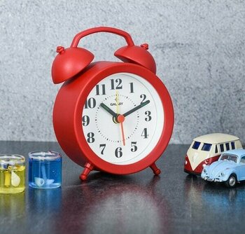 Nidage Mini Boy Akar Saniyeli Alarmlı Analog Masa Saati  Çalar Saat - Ahşap - 1 cm