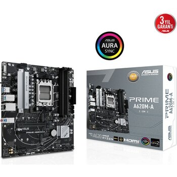 Asus Prıme A620M-A-Csm Amd A620 Am5 Ddr5 6400 Dp Hdmı Vga Çift M2 Usb3.2 Aura Rgb Matx (Prıme A620M-A-Csm) Anakart