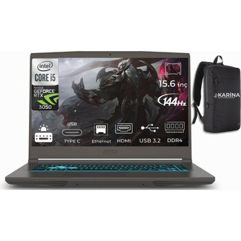 Msı Thın 15 B12UC-1478XTR Intel Core I5 12450H 16GB 2tb SSD RTX3050 Freedos 15.6" Fhd 144Hz Taşınabilir Bilgisayar & B12UC1478XTRK09