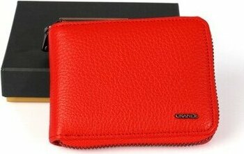 Grande 522   Deri Fermuarlı Erkek Cüzdan Kartlık - Kırmızı