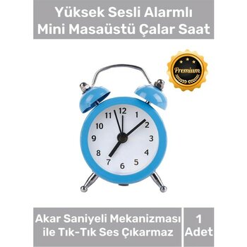 Deluxe Yüksek Sesli Alarmlı Pilli Dekoratif Çift Çanlı Mini Masaüstü Analog Dekoratif Çalar Saat