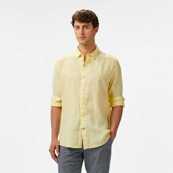 Nautica Erkek Sarı Classic Fit Keten Gömlek W55101T.7FV - 7FV-Sarı - 2XL