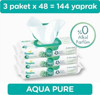 Prima Aqua Pure Islak Mendil 144 Yaprak Dermatolojik Olarak Test Edilmiş Bebek Cildine Uygun