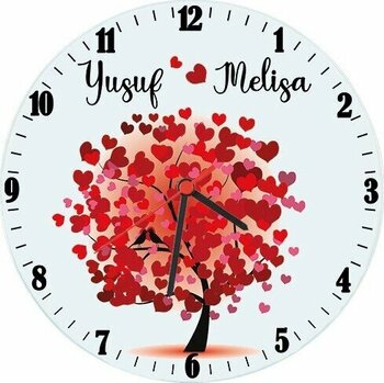 Biresimden Sevgililer Günü Aşk Ağacı Isimli Duvar Saati