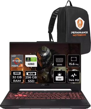 Asus Tuf Gaming A15 Fa507Nv R5 7535Hs 32Gb 256Gb Ssd Rtx4060/8Gb 140W 144Hz 15.6'' Fdos Lp103 & Per4