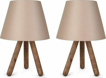 Art&Gift North Home Ahşap Ayaklı Abajur Pvc Başlık 2 ' Li Fırsat Ürünü - Kahverengi