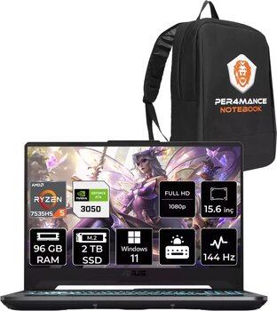 ASUS Tuf Gaming A15 R5 7535Hs 96 GB 2 TB SSD Rtx3050/4 GB 144Hz 15.6" FHD W11P Hn047