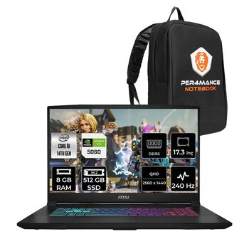 Msi Katana 17 Hx I9-14900hx 8gb 512gb Ssd Rtx5060/8gb 17.3'' 2k Qhd 240hz Fdos Gaming Laptop B14wfk