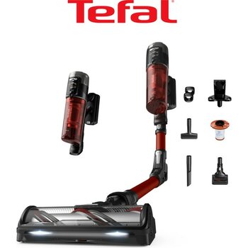 Tefal TY9A73WO X-Force Flex 13.60 Animal Care 150 Air Watt Kablosuz Şarjlı Dikey Süpürge - Gri - Kırmızı