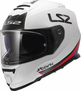Ls2 Storm 2 Stark Beyaz-Kırmızı-Mavi Kapalı Motosiklet Kaskı - S