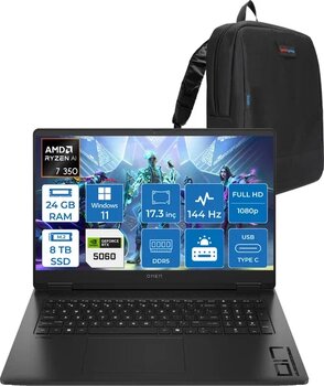 Hp Omen 17-Db1015nt Amd Ryzen Aı 7 350 24Gb Ddr5 8Tb Ssd Rtx5060 8Gb Gddr7 17.3 Inç Fullhd (1920 X 1080) 144Hz 7Ms 300Nıts Ips Windows 11 Home Taşınabilir Bilgisayar C2ez5eah12 + Zetta Çanta