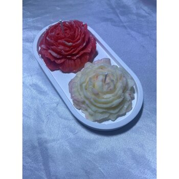 Numcandle Dekoratif Ikili Gül Mum - Beyaz - 1 Adet