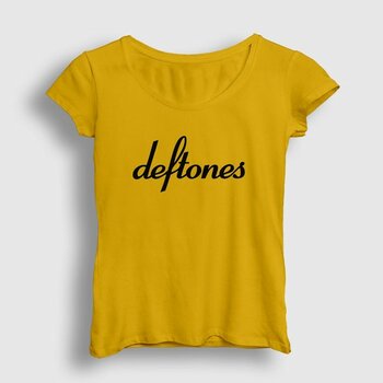 Presmono Kadın Sarı Logo Deftones T-Shirt - XL