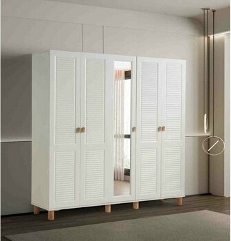 Pema Home Favori %100 mdf Membran 5 Kapaklı Dolap Gardırop - Aytaşı Rengi