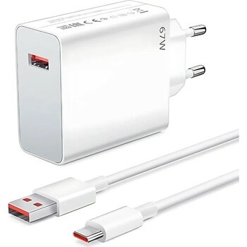 Honor Magic V3 Uyumlu Şarj Aleti Type-C 67W Turbo Hızlı Şarj Cihazı + Kablo - Beyaz