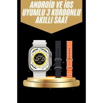 Yeni Nesil 3 Kordonlu Kol Saati 49 mm Amoled Ekran Akıllı Saat - Çok Renkli