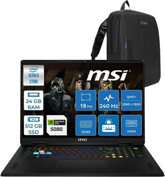Msı Vector 18 Hx Aı A2XWIG Intel Core Ultra 9 275HX 24GB Ddr5 512GB SSD Freedos 175W RTX5080 12GB 18 Inç 2K(2560×1600) Qhd+ 240Hz Taşınabilir Bilgisayar 666XTRF09 + Zetta Çanta
