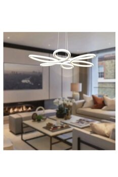 Lambadar Papatya Model Sarkıt Modern Led Beyaz Işık Ultra Power Led Avize Salon Mutfak Oda Hol Ledli Avize