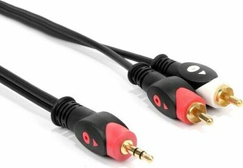 PrimeX Plus Primex PX-AUX5R 3.5mm Aux Rca Ses Kablosu, 5 Metre Aux Ses Sistemi Kablosu, Aux Rca Ses Kablosu - 5 m - Siyah