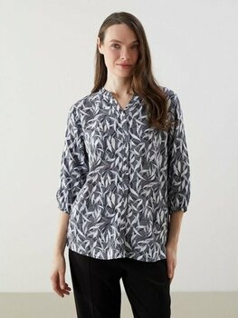 Lc Waikiki Yeni Sezon Kaçık Yaka Çiçekli Bluz - 52 - Siyah