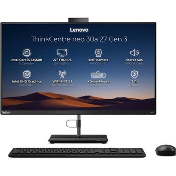 Lenovo Thinkcentre Neo 30A G3 Intel Core I5-12450H 16GB 512GB SSD 27" Fhd Windows 11 Pro All In One 12CBA00RTR 009 - Siyah