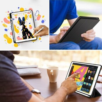 AZC iPad 9.nesil 10.2 Uyumlu Wi-Fi Inç Kılıf Smart Cover Kalem Bölmeli Standlı Arkası Silikon Coverfc - Turuncu