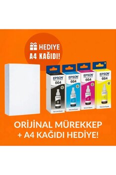 EPSON L3060 Yazıcı Mürekkep Seti - T664 Orijinal Mürekkep (4'lü)