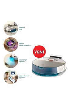 Philips Homerun 7000 Serisi Aqua Xu7000/02 Beyaz Gold Akıllı Robot Süpürge