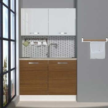 Decoraktiv Mini 120 MDF Hazır Mutfak Dolabı - Tezgah Dahil - Ceviz - Beyaz