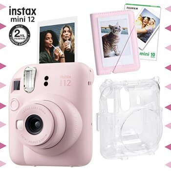 Fujifilm Instax Mini 12 Pembe Fotoğraf Makinesi - 10'lu Film - Mini Albüm Ve Şeffaf Kılıf Seti