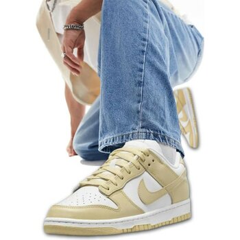 Nike Dunk Low Retro Team Gold Beyaz-Bej Renk Deri Erkek Spor Ayakkabı - Beyaz - 42,5
