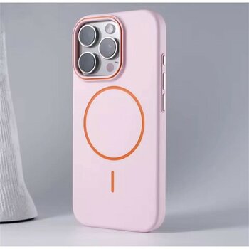 Iphone 15 Pro Süet Deri Kılıf - Pembe