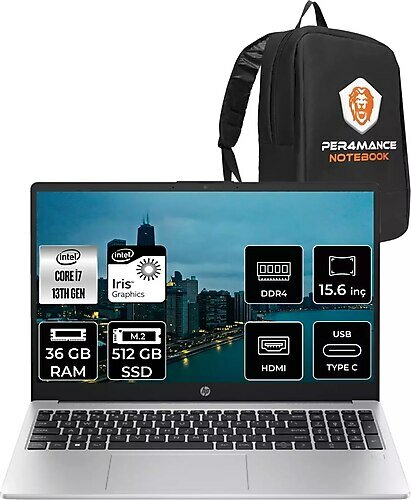 HP 250 G10 8A545EA 15.6 inç Intel Core i7 1360P 36 GB 512 GB SSD Intel Graphics FreeDOS