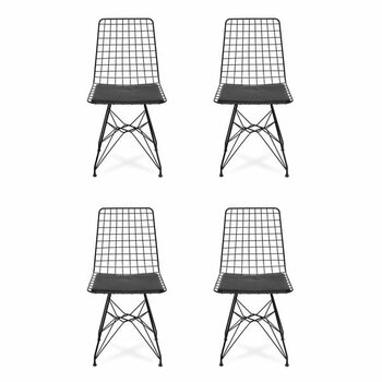 Evidea |  Akın Lüx 4'lü Tel Sandalye - Siyah