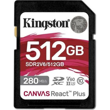 Kingston Sdr2V6-512Gb Canvas React Plus Sdxc Uhs-İi 280R-150W U3 V60 For Full Hd-4K Sd Hafıza Kartı - Yok