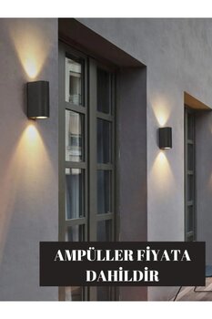 Lambax Çift Yönlü Duvar Aplik Iç Ve Dış Mekana Uygun Bahçe Aydınlatma Ampüller Dahildir