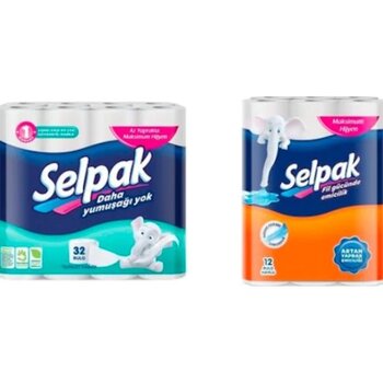 Selpak Tuvalet Kağıdı 32 Rulo + Selpak Kağıt Havlu 12 Rulo